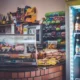 Foto de un frigorífico mini EVVO F26 retro: precio, medidas y detalles clave — nevera retro pequeña abierta en una cocina moderna mostrando bebidas en sus estantes y una cinta métrica colocada junto a ella para indicar las medidas.