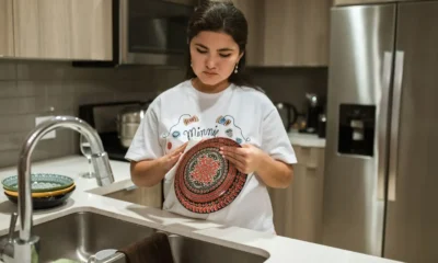 Persona cargando un lavavajillas de acero inoxidable en una cocina moderna, imagen para el artículo Cuál es el mejor lavavajillas: guía completa para acertar.